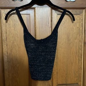 Glitter Cropped Cami w/ Criss-Cross Back